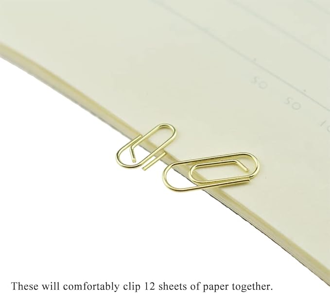 HAHIYO Paper Clips Sturdy 0.59 inches Length 50 Pack Mini Paperclips Heavy Duty Tight Grip Rust Proof Reusable Metal Bright Gold for Home Office School