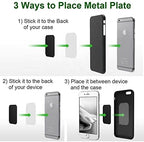 SALEX Replacement Metal Plates Set 4 Pack for Magnetic Car Phone Holders, Wall, Air Vent Mounts, Cases, Magnets. Kit of 2 Black Round and 2 Rectangular Iron Discs Without Holes. 3M Adhesive Backing.