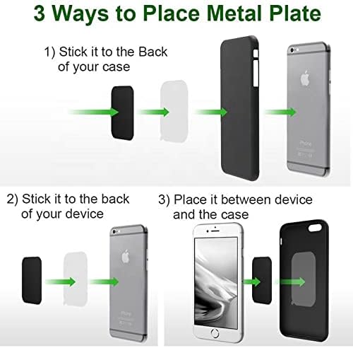 SALEX Replacement Metal Plates Set for Magnetic Car Phone Holder, Wall & Air Vent Mount, Cases, Magnets. Kit of 8 Black Rectangular Iron Discs Without Holes. 3M Adhesive Backing. Steel Sheets, 8 Pack.