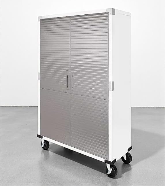 Heavy Duty Storage Solid Stainless Steel Cabinet with Lockable, Adjustable Shelf, Metal Garage Organizer (White, 48" W x 18" D x 72" H)