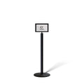 Floor Standing Sign Frame with Steel Low Profile Base, 7 inches by 11 inches Horizontal Sign Frame, Black Post