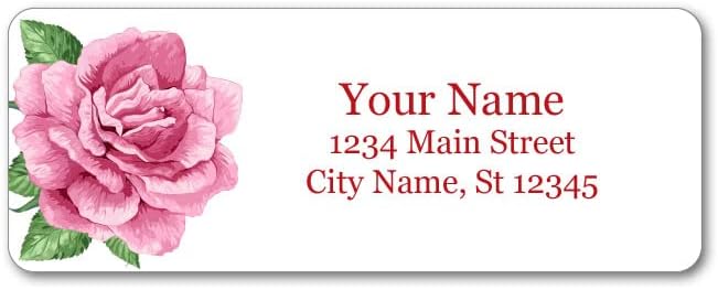 Personalized Return Address Labels - Single Elegant Rose - 60-1000 Custom Self-Adhesive Stickers