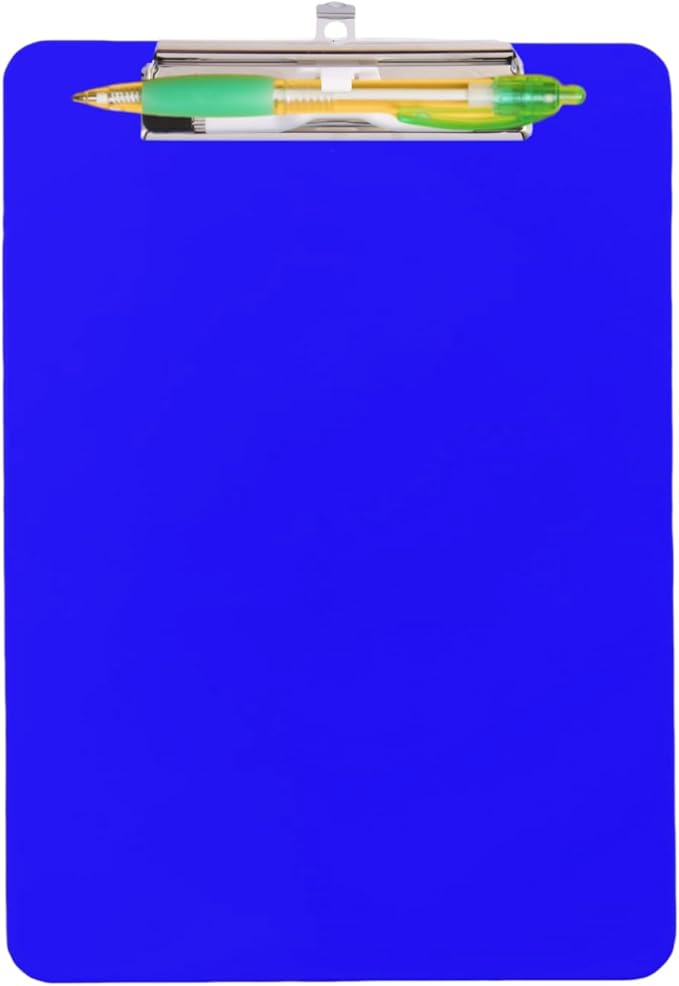 Blue Plastic Clipboard with Pen Holder,Nursing Clipboard Standard Letter A4 Size,Thickened Clip Boards 8.5x11,Hanging Clipboards for Men Kids Students Office School Home Work