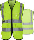 Reflective Safety Vest for Men Women 6 Pockets High Visibility Construction Work Vest, Class 2, Meets ANSI Standards