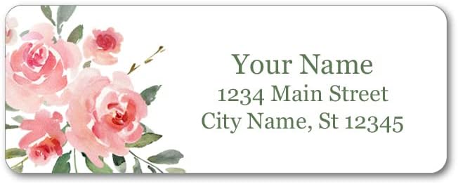 Personalized Return Address Labels - Delicate Watercolor Flowers - Self Adhesive Stickers (60-1000 Full Color Labels)
