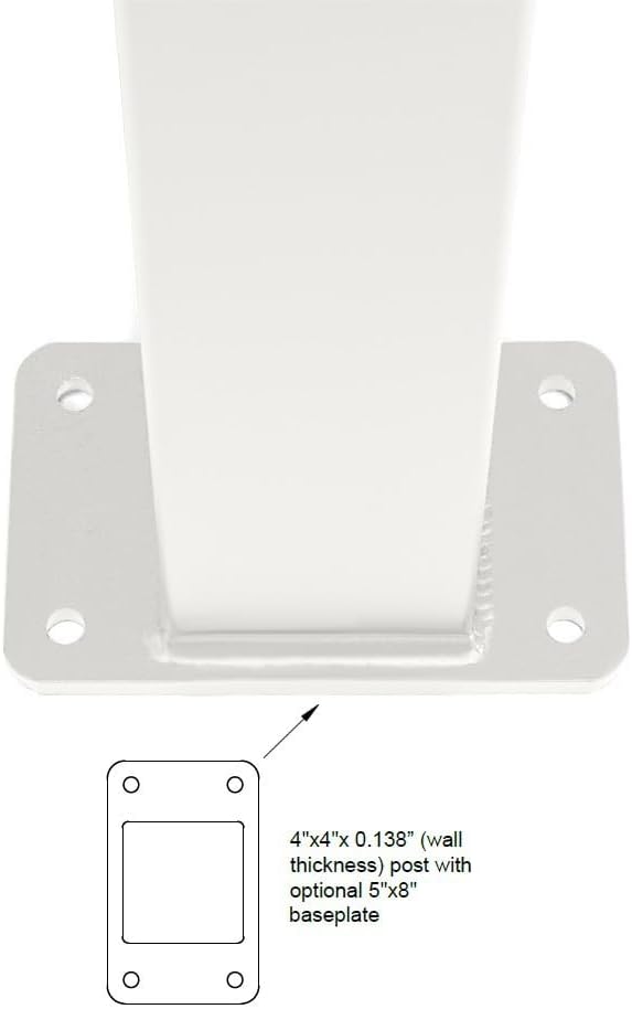 4" x 4" x 7' White Aluminum Post Kit – Concrete Mount, Powder-Coated, Easy Install Deck Railing & Fence Support for Patio, Yard & Garden Projects