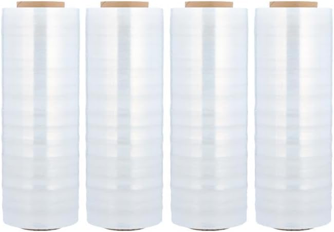 PSBM Stretch Wrap, 4 Pack, 15 Inch x 2000 Feet, 60 Gauge, Clear Plastic Cling, Cast Hand Stretch Film Rolls for Packaging Moving Packing Pallets