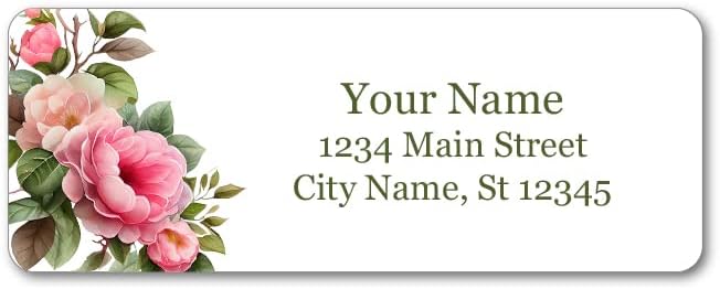 Personalized Return Address Labels - Georgeous Camellias - 60-1000 Custom Self-Adhesive Stickers