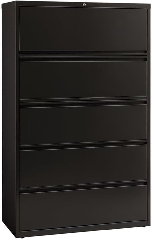 Pemberly Row 42-in Wide Metal 5 Drawer Lateral Filing Cabinet Black