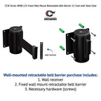 Crowd Control Warehouse - CCW Series WMB-125 Fixed Wall Mount Retractable Belt Barrier - 11 Foot, Orange Belt with Black Steel Case