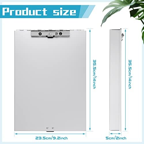 Seajan Aluminum Clipboard with Storage Metal Clip Board Folder Letter Size Form Holder Portfolio Clipboard Binder Clip Posse Box for Nurse Police Office Stationery Items 14 x 9.2 x 2 Inches (8 Pcs)