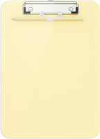 Hongri Plastic Clipboard with Pen Holder, Yellow 8.5x11 Letter Size Clip Board for Classroom, Office, Students, Nurses and Women, Low Profile Clip, Size 12.5 x 9 in(Pack of 6)
