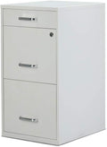 STAPLES 3-Drawer Vertical File Cabinet, Letter Size Documents, Lockable & Mobile, 18.9" D x 14.3" W x 26.9" H, White