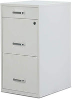 STAPLES 3-Drawer Vertical File Cabinet, Letter Size Documents, Lockable & Mobile, 18.9" D x 14.3" W x 26.9" H, White