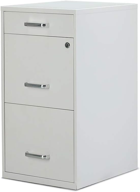 STAPLES 3-Drawer Vertical File Cabinet, Letter Size Documents, Lockable & Mobile, 18.9" D x 14.3" W x 26.9" H, White
