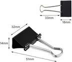100 Pack Medium Binder Clips, Standard 32mm/1.25 in Binder, Durable Medium Black Binder Clips Bulk, Office Binder Supplies, Paper Binders, Metal Binders for Filing, Office, School, Home