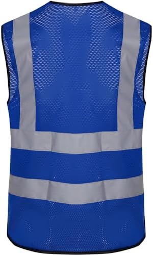Reflective Safety Vest for Men Women 6 Pockets High Visibility Construction Work Vest, Class 2, Meets ANSI Standards