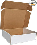 7x6x2'' Small Shipping Boxes 25 Pack, Corrugated Cardboard Mailers for Small Business, White (CM762-25)