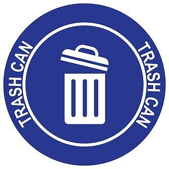 "Trash Can" Durable Laminated Vinyl Floor Sign- Sign by Graphical Warehouse- 5S Safety and Security Signage, Visual Communication Tool (22", Blue/White)