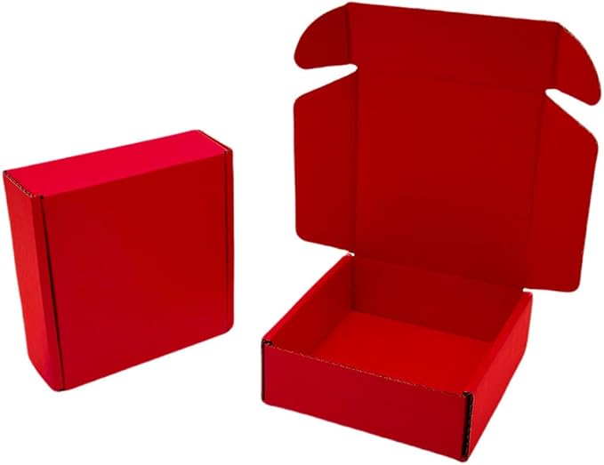 50 Pcs 6.3 x 6 x 1.6 inches Shipping Boxes for Small Business Cardboard Corrugated Mailer Boxes for Shipping Packaging Holidays Craft Gifts Giving Products (Red, 6.3 x 6 x 1.6")