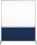 DivideWrite Mobile Whiteboard | Double Sided Dry Erase Board | Portable Office Cubicle Partition | Display for Classrooms, Conference Rooms, Meeting Areas and More | Navy Blue Fabric 5' Wide X 6' Tall