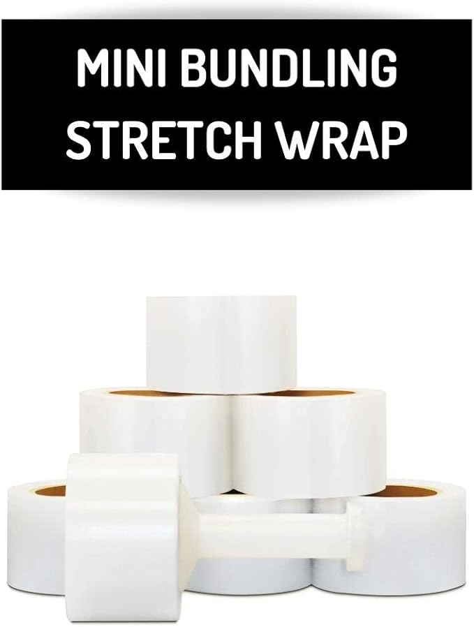 PSBM 1350 Rolls 3 Inch x 1000 Feet Mini Stretch Film/Wrap with Plastic Handle, Industrial Strength Clear Shrink Plastic Wrap for Moving, Packing, Shipping, Bundling & Storage