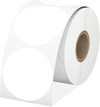 2" White Circle Direct Thermal Labels, Self-Adhesive Round Direct Thermal Stickers, Multi-Purpose Roll Sticker Labels for DIY Logo Brand Design, QR Code, Name Tag(1 Roll, 750 Labels)