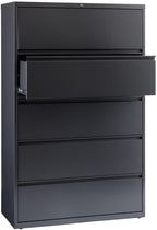 Pemberly Row 42-in Wide Metal 5 Drawer Lateral Filing Cabinet Charcoal