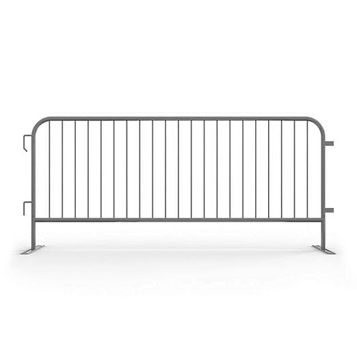 Angry Bull Barricades Metal Interlocking Steel Barricade (8.5 Ft. Heavy Duty, Flat Feet, Grey Powder Coated, Set of 10)