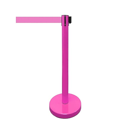 VIP Crowd Control Retractable Belt Stanchion Queue Safety Barrier Set, 36" Ht, 78" Belt + Wall Bracket (6 Magenta Pink Posts Pink Belt + SFrame + WBracket)