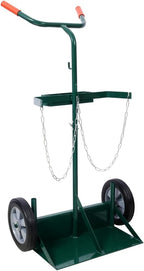 Heavy Duty 440lbs Capacity Welding Cylinder Hand Truck - Dual Oxygen Acetylene Tank Cart Dolly with 10" Solid Rubber Wheels, Tool Box & Welding Rod Holder, Green