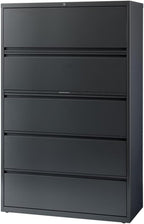Pemberly Row 42-in Wide Metal 5 Drawer Lateral Filing Cabinet Charcoal