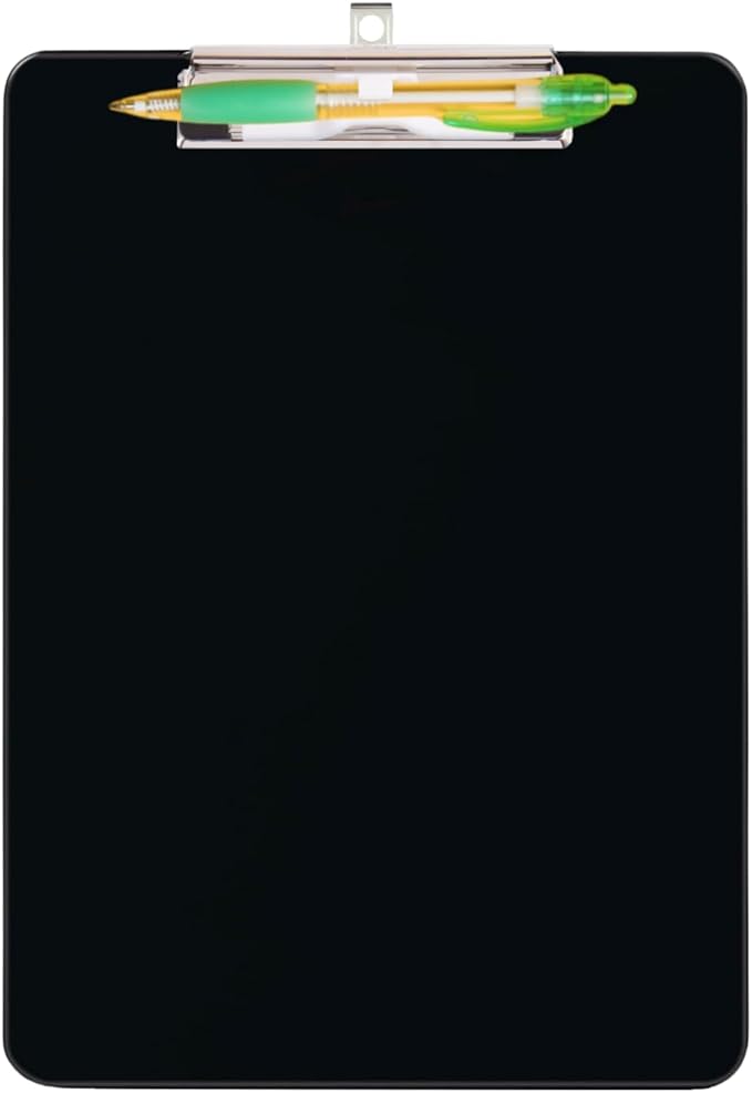Clipboard with Pen Holder,Nursing Clipboard A4 Standard Letter Size,Plastic Clip Boards 8.5x11 Heavy Duty,Hanging Clipboards for Women Kids Students School Office Home,Black