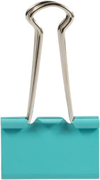 JAM PAPER Colorful Binder Clips - Large - 1 1/2 Inch (41 mm) - Teal Binderclips - 12/Pack