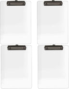 JIARI 4 Pack Clear Acrylic Office Clipboard A4 Letter Size 8.6" x 12.2" (Black 4 Pack)