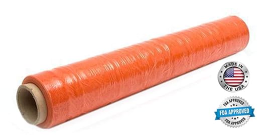 APQ 4 Rolls of Blown Hand Stretch Film 18" x 1500'. Orange Hand Stretch Wrap, 80 Gauge. Tear Resistant Residue Free Film for Moving, Shipping, Wrapping. Industrial Grade Pallet Shrink Wrap Film.