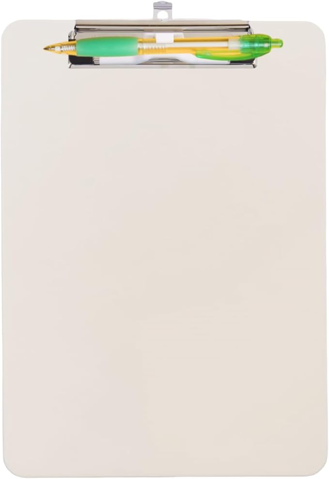 Plastic Clipboard with Pen Holder,Standard A4 Size,Nursing Clip Boards 8.5x11 Heavy Duty,Low Profile Clipboards for Women Kids Teacher,School Office and Home,Light Gray