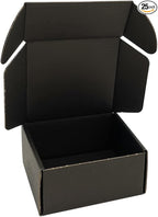 4x4x2'' Small Shipping Boxes 25 Pack, Black Corrugated Cardboard Mailers for Small Business (CM442B25)