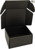 50 Pack 4x4x2'' Small Shipping Boxes, Corrugated Cardboard Mailers for Business, Black (CM442B)