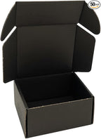 50 Pack 4x4x2'' Small Shipping Boxes, Corrugated Cardboard Mailers for Business, Black (CM442B)