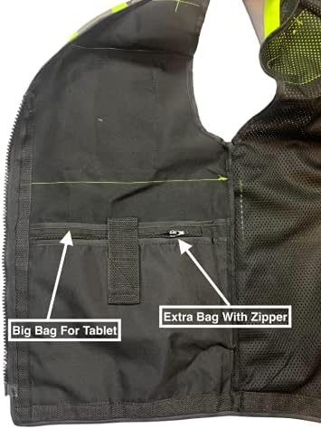 Safety Vest for Men - Black Series with Zipper and Utility Pockets - Premium Surveyors Vest (L, Black)