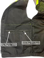 Black Safety Vest, XX-Large, Men's Professional Surveyors Vest with Zipper and Utility Pockets