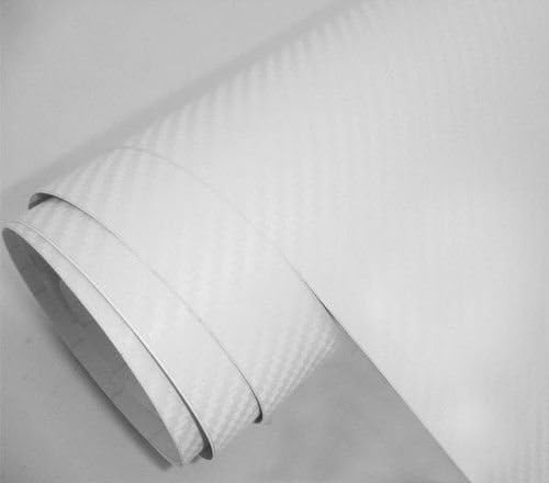 F & B LED LIGHTS White 3D Carbon Fiber Film Twill Weave Vinyl Sheet Roll Wrap (96" X 60", White)
