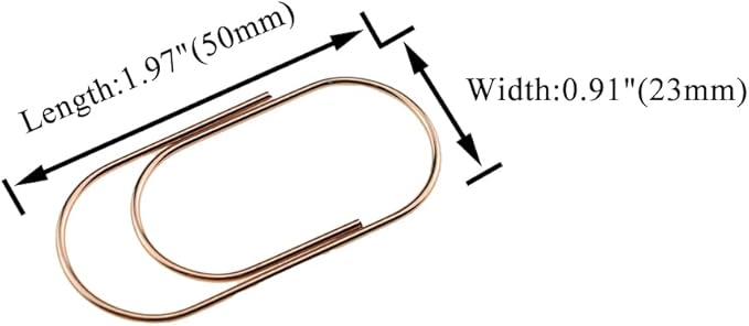 HAHIYO Paper Clips Sturdy 2 inches Length 30 Pack Wide Paperclips Heavy Duty Tight Grip Rust Proof Reusable Metal Bright Rose Gold for Home Office School