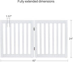 unipaws 24”H Free Standing Pet Gate for Dog Cat, Wooden Dog Gates for Doorway, Stairs, Step Over Foldable Pet Fence for The House, Expandable Doggy Barrier, Indoor Use, White