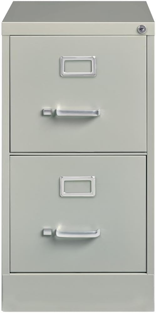 Pemberly Row 22" 2-Drawer Metal Letter Width Vertical Filing Cabinet in Light Gray