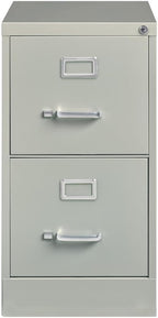 Pemberly Row 22" 2-Drawer Metal Letter Width Vertical Filing Cabinet in Light Gray