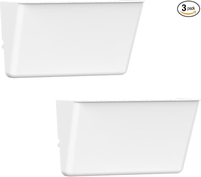 Clear Acrylic Single Pocket, Plastic Hanging Wall Mount File Holder for Office Home (White, 2 Pack)