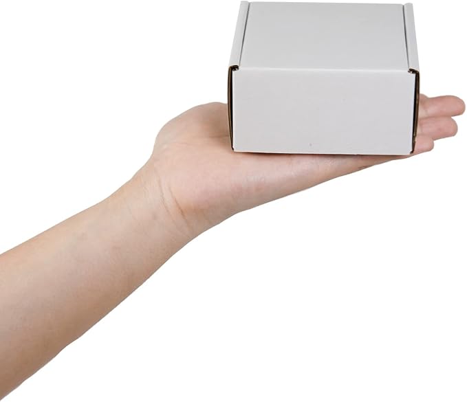 50 Pack 4x4x2 Inches Small Shipping Boxes, White Corrugated Cardboard Boxes, Moving Mailing Packing Box
