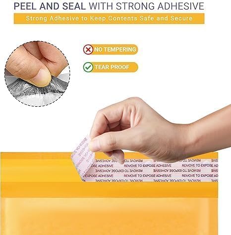 Kraft 12.5x19.5 Large Bubble Mailers #6 | Self Seal Padded Envelopes | Air Lined Cushioned Yellow Bubble Mailer | Usable Size 12.5x18 | 100 Pack Bulk | Lightweight shipping Bags | Made in USA